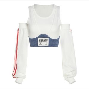 Stripe Denim Crop with Sleeves